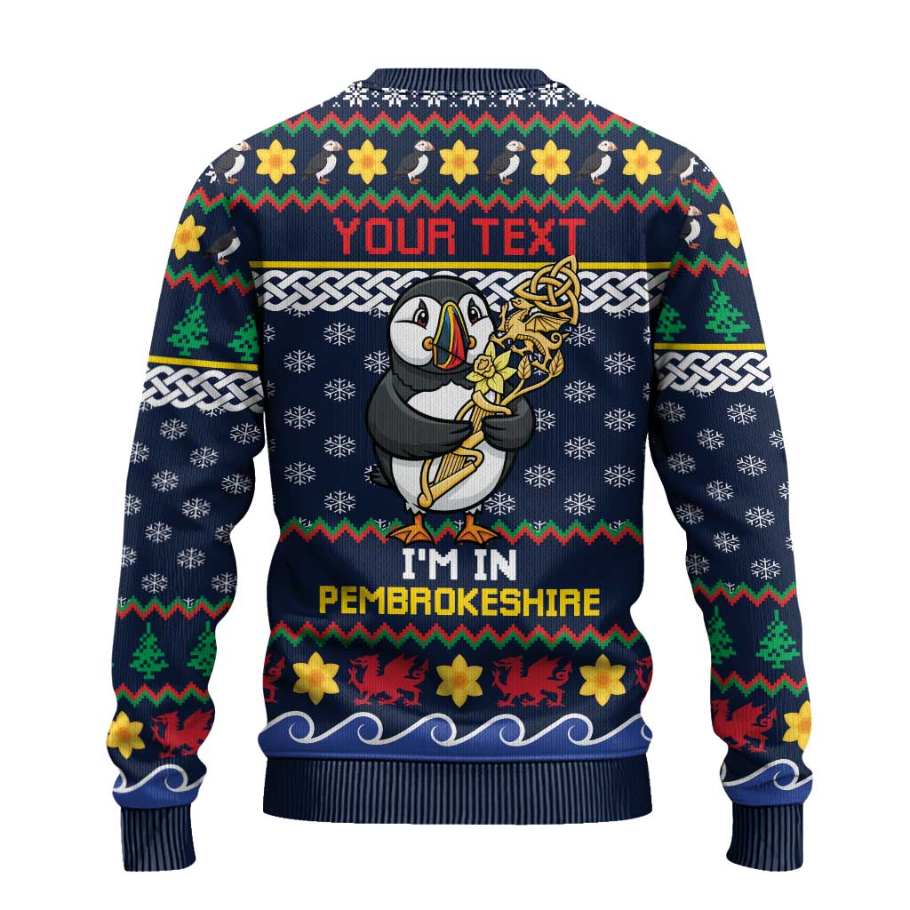 Personalized Pembrokeshire Wales Christmas Ugly Christmas Sweater The Lovespoon Puffin - Wonder Print Shop
