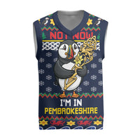 Personalized Pembrokeshire Wales Christmas Knitted V-Neck Vest The Lovespoon Puffin - Wonder Print Shop