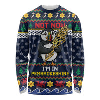 Personalized Pembrokeshire Wales Christmas Long Sleeve Shirt The Lovespoon Puffin - Wonder Print Shop