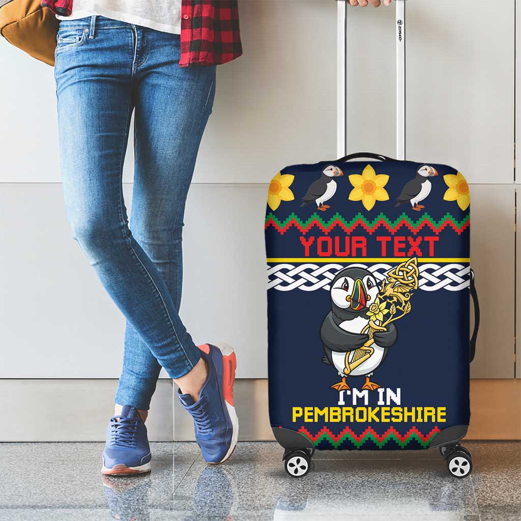 Personalized Pembrokeshire Wales Christmas Luggage Cover The Lovespoon Puffin - Wonder Print Shop