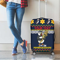 Personalized Pembrokeshire Wales Christmas Luggage Cover The Lovespoon Puffin - Wonder Print Shop