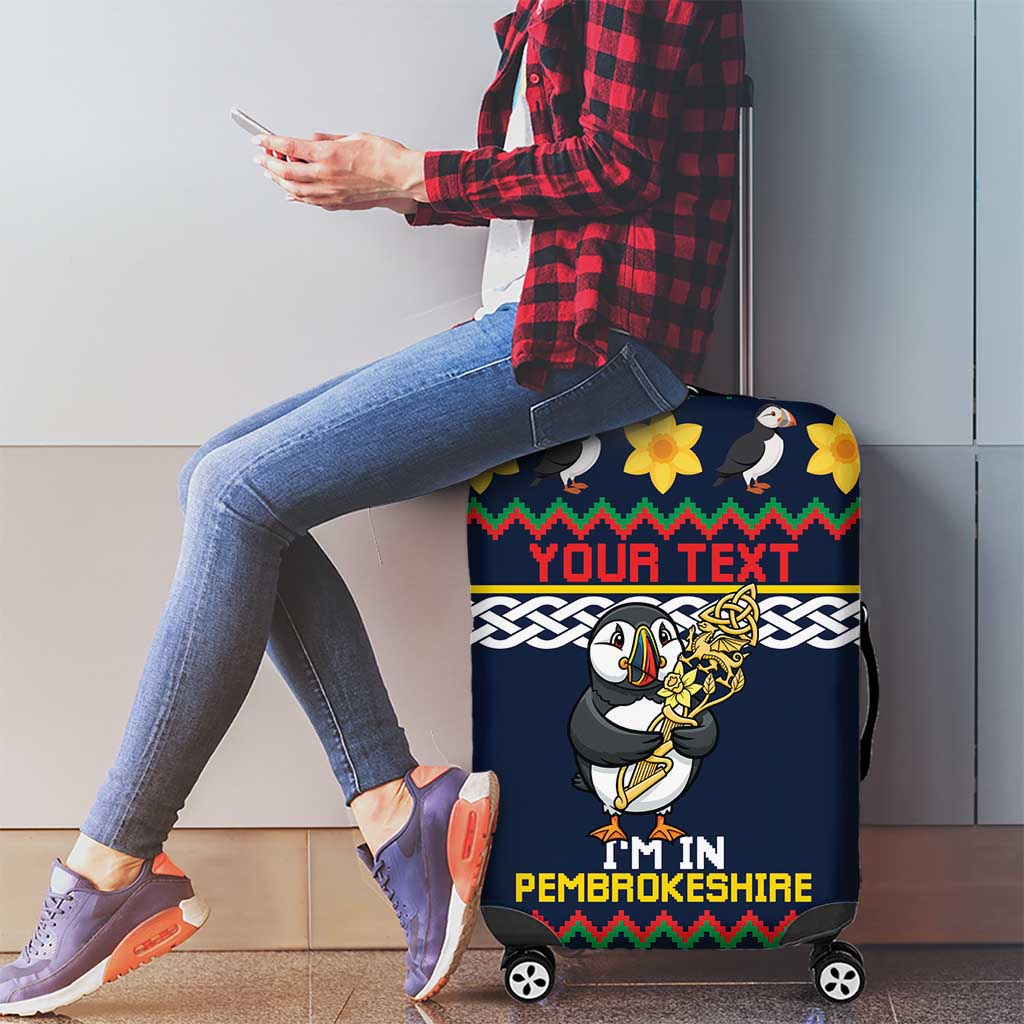 Personalized Pembrokeshire Wales Christmas Luggage Cover The Lovespoon Puffin - Wonder Print Shop