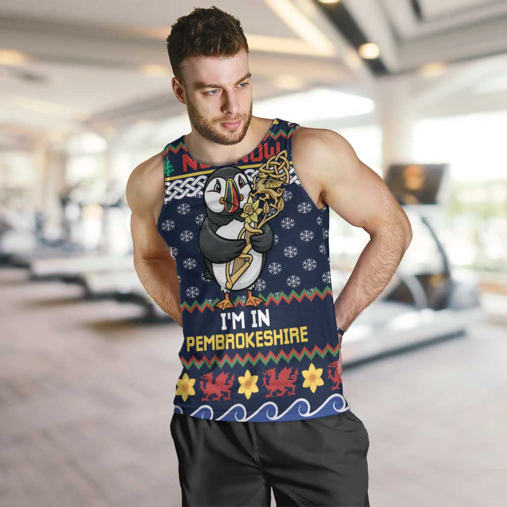 Personalized Pembrokeshire Wales Christmas Men Tank Top The Lovespoon Puffin - Wonder Print Shop