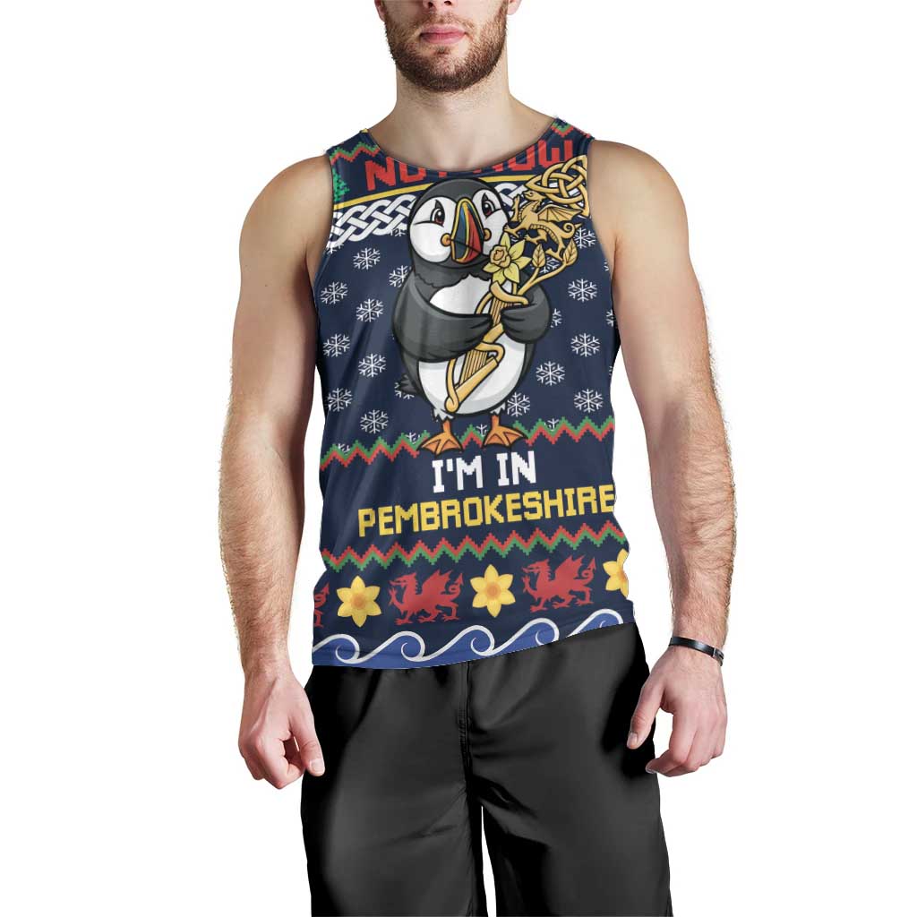 Personalized Pembrokeshire Wales Christmas Men Tank Top The Lovespoon Puffin - Wonder Print Shop