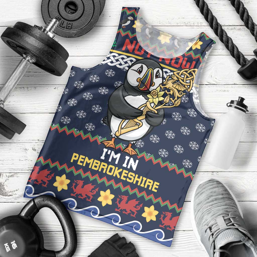 Personalized Pembrokeshire Wales Christmas Men Tank Top The Lovespoon Puffin - Wonder Print Shop
