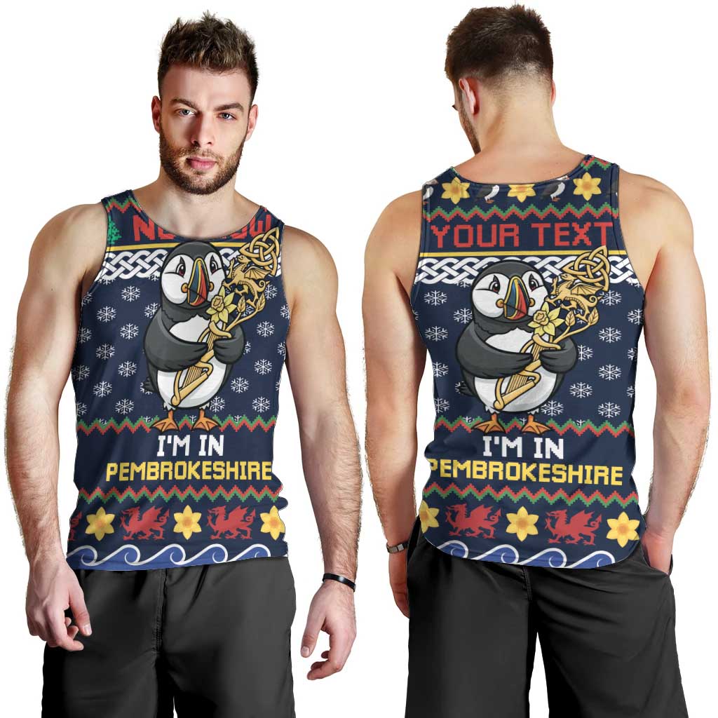 Personalized Pembrokeshire Wales Christmas Men Tank Top The Lovespoon Puffin - Wonder Print Shop