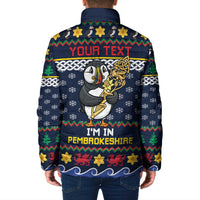 Personalized Pembrokeshire Wales Christmas Padded Jacket The Lovespoon Puffin - Wonder Print Shop