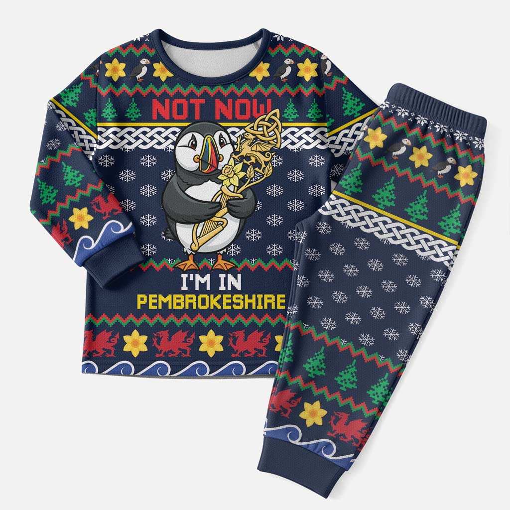 Personalized Pembrokeshire Wales Christmas Pajama Set The Lovespoon Puffin - Wonder Print Shop