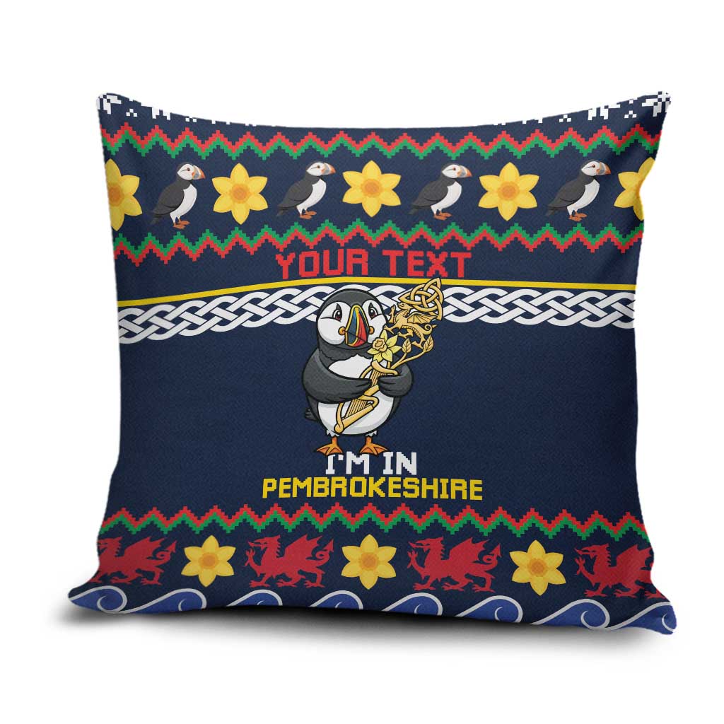 Personalized Pembrokeshire Wales Christmas Pillow Cover The Lovespoon Puffin - Wonder Print Shop
