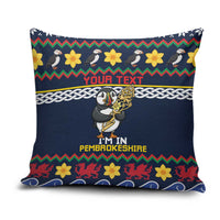 Personalized Pembrokeshire Wales Christmas Pillow Cover The Lovespoon Puffin - Wonder Print Shop