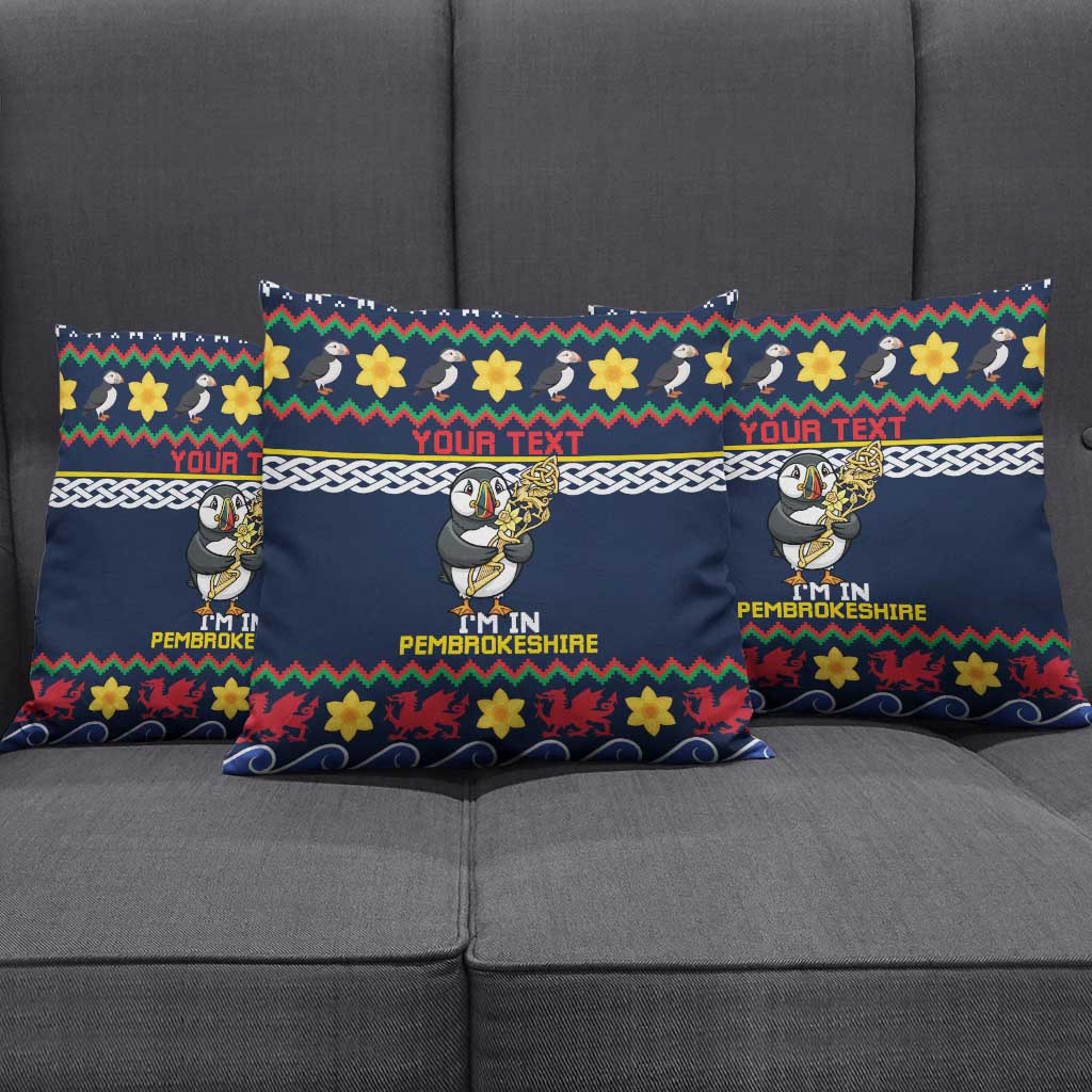 Personalized Pembrokeshire Wales Christmas Pillow Cover The Lovespoon Puffin - Wonder Print Shop