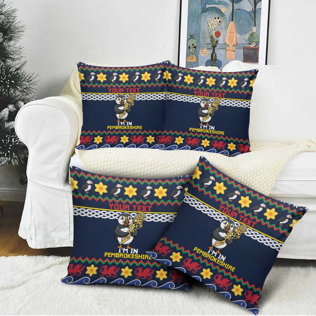 Personalized Pembrokeshire Wales Christmas Pillow Cover The Lovespoon Puffin - Wonder Print Shop