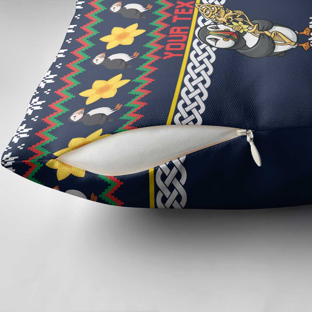 Personalized Pembrokeshire Wales Christmas Pillow Cover The Lovespoon Puffin - Wonder Print Shop
