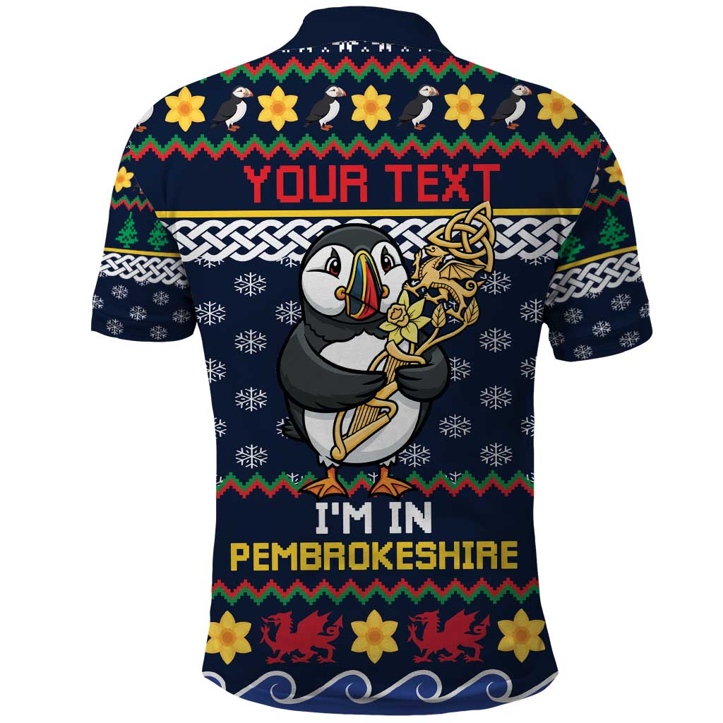 Personalized Pembrokeshire Wales Christmas Polo Shirt The Lovespoon Puffin - Wonder Print Shop