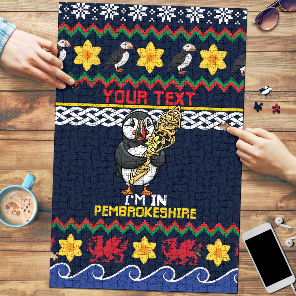 Personalized Pembrokeshire Wales Christmas Puzzle The Lovespoon Puffin - Wonder Print Shop