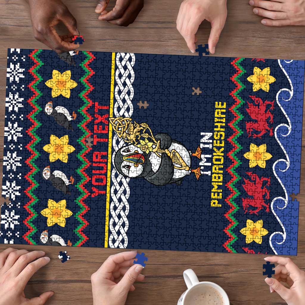 Personalized Pembrokeshire Wales Christmas Puzzle The Lovespoon Puffin - Wonder Print Shop