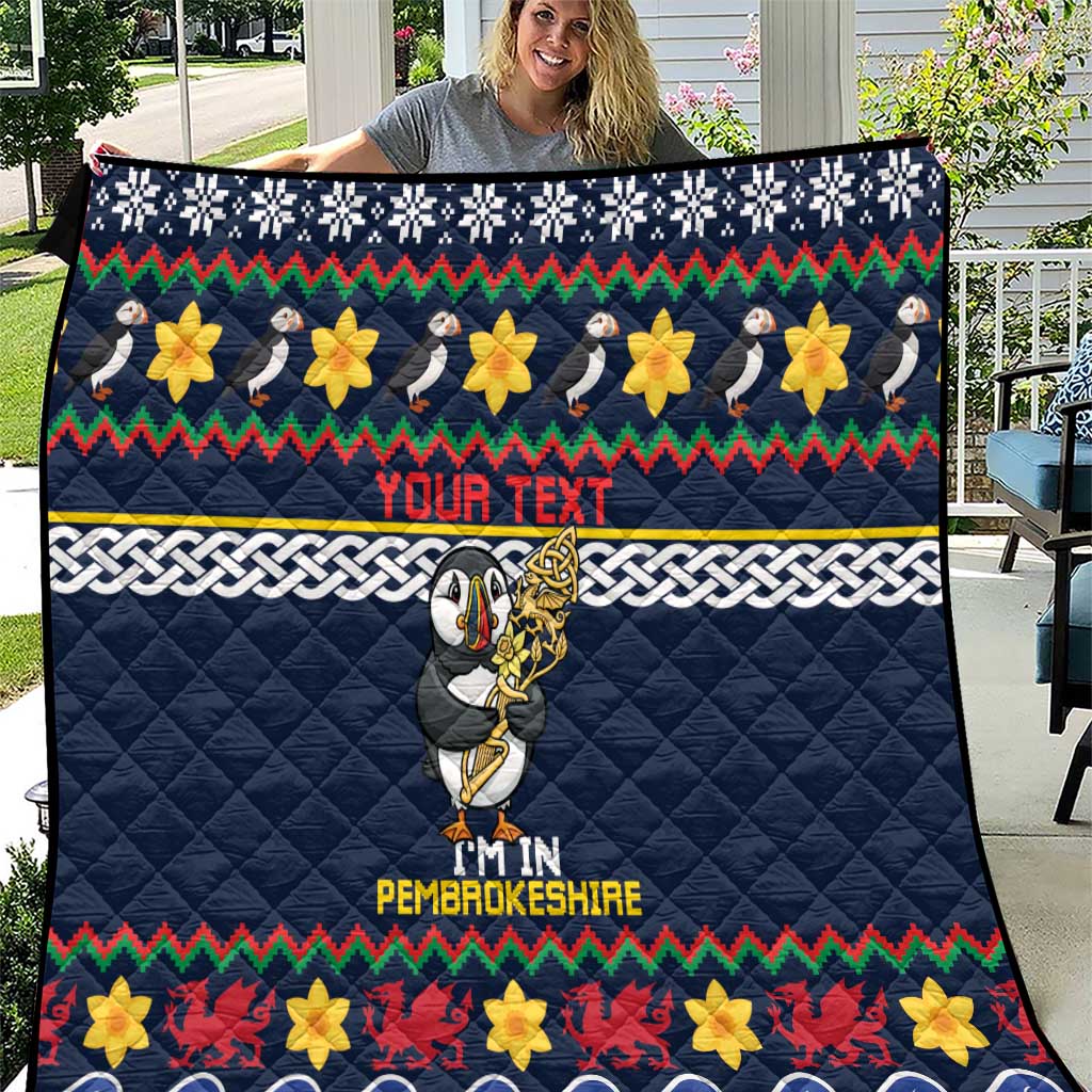 Personalized Pembrokeshire Wales Christmas Quilt The Lovespoon Puffin - Wonder Print Shop