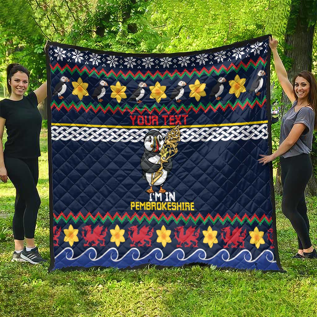 Personalized Pembrokeshire Wales Christmas Quilt The Lovespoon Puffin - Wonder Print Shop