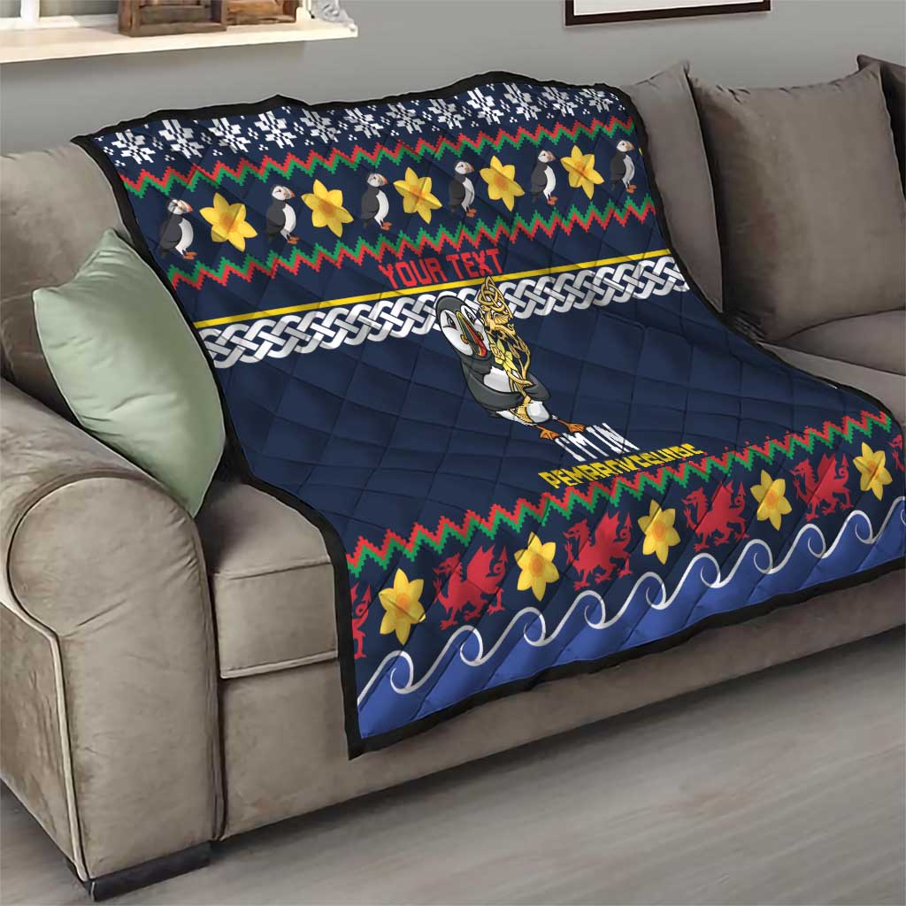 Personalized Pembrokeshire Wales Christmas Quilt The Lovespoon Puffin - Wonder Print Shop