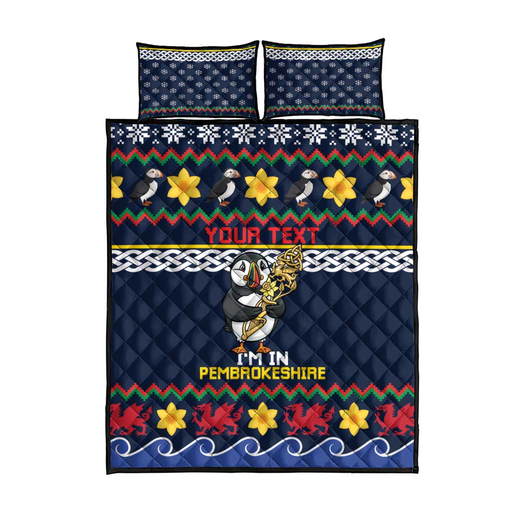 Personalized Pembrokeshire Wales Christmas Quilt Bed Set The Lovespoon Puffin - Wonder Print Shop