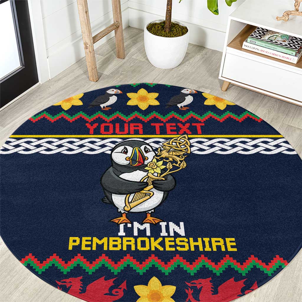 Personalized Pembrokeshire Wales Christmas Round Carpet The Lovespoon Puffin - Wonder Print Shop