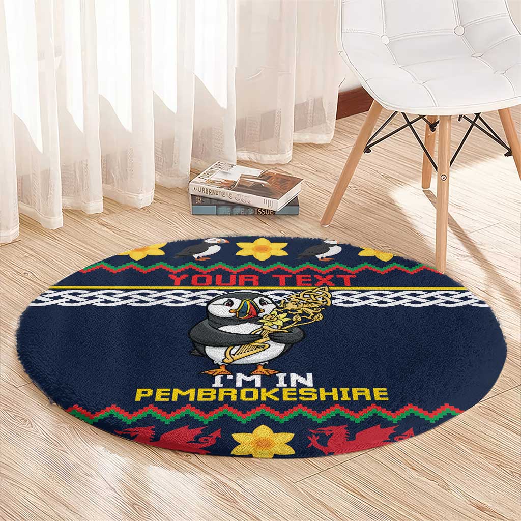 Personalized Pembrokeshire Wales Christmas Round Carpet The Lovespoon Puffin - Wonder Print Shop