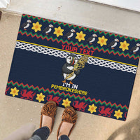 Personalized Pembrokeshire Wales Christmas Rubber Doormat The Lovespoon Puffin - Wonder Print Shop
