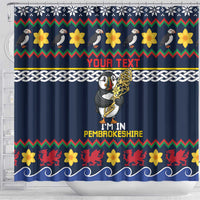 Personalized Pembrokeshire Wales Christmas Shower Curtain The Lovespoon Puffin - Wonder Print Shop