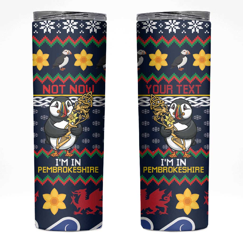 Personalized Pembrokeshire Wales Christmas Skinny Tumbler The Lovespoon Puffin - Wonder Print Shop