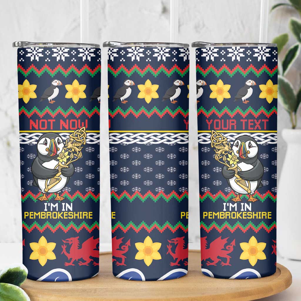 Personalized Pembrokeshire Wales Christmas Skinny Tumbler The Lovespoon Puffin - Wonder Print Shop