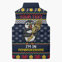 Personalized Pembrokeshire Wales Christmas Sleeveless Puffer Jacket The Lovespoon Puffin - Wonder Print Shop