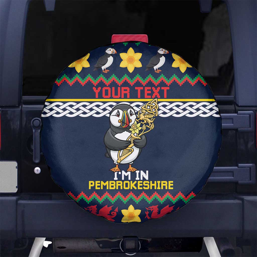 Personalized Pembrokeshire Wales Christmas Spare Tire Cover The Lovespoon Puffin - Wonder Print Shop