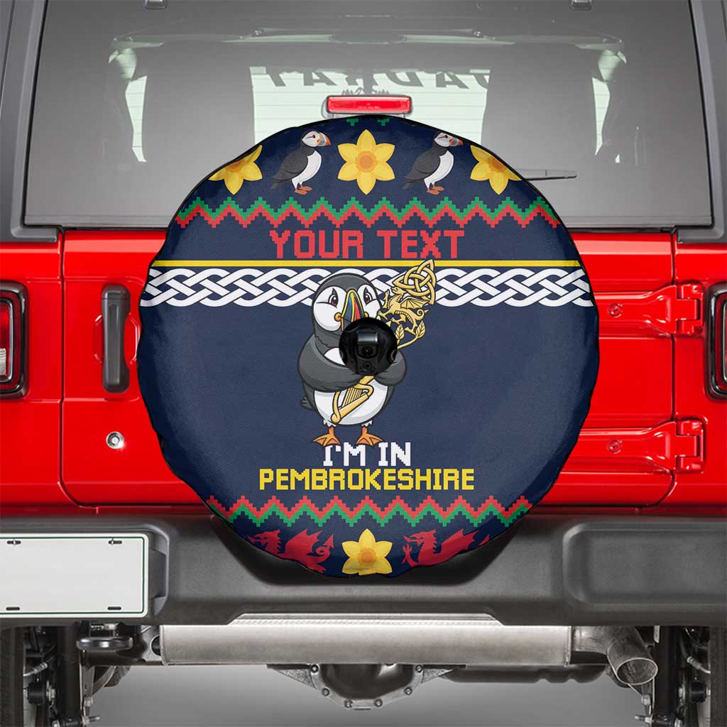 Personalized Pembrokeshire Wales Christmas Spare Tire Cover The Lovespoon Puffin - Wonder Print Shop