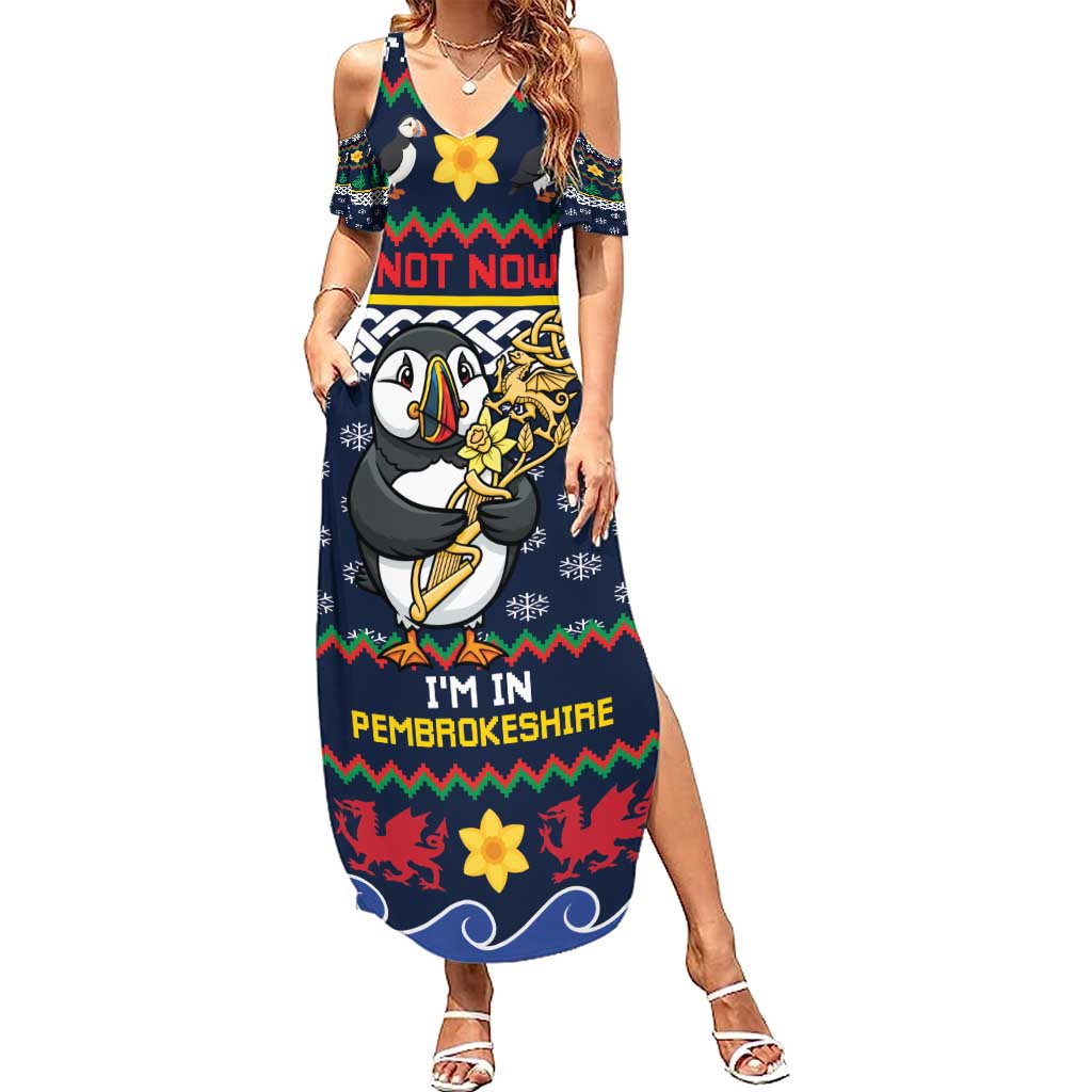 Personalized Pembrokeshire Wales Christmas Summer Maxi Dress The Lovespoon Puffin - Wonder Print Shop