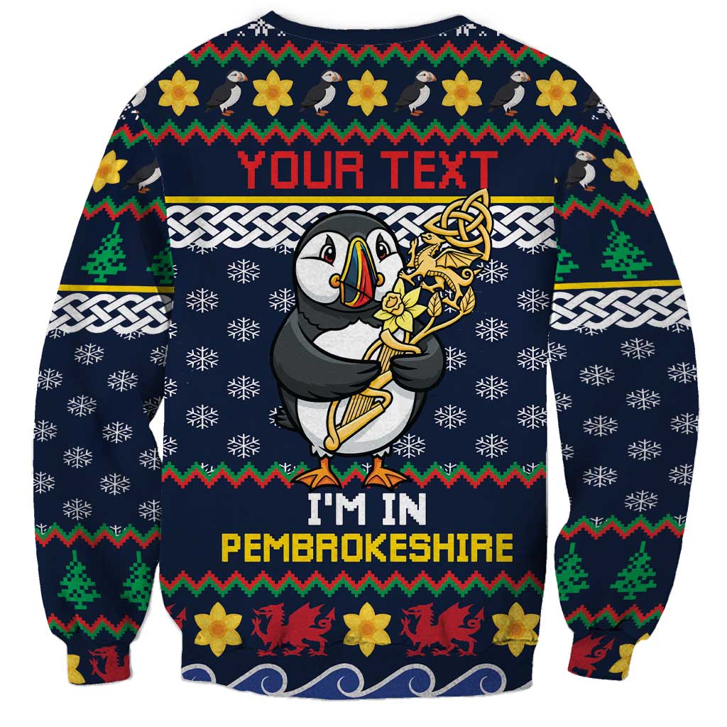Personalized Pembrokeshire Wales Christmas Sweatshirt The Lovespoon Puffin - Wonder Print Shop