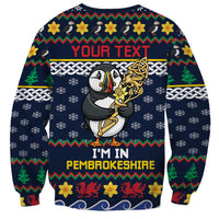 Personalized Pembrokeshire Wales Christmas Sweatshirt The Lovespoon Puffin - Wonder Print Shop