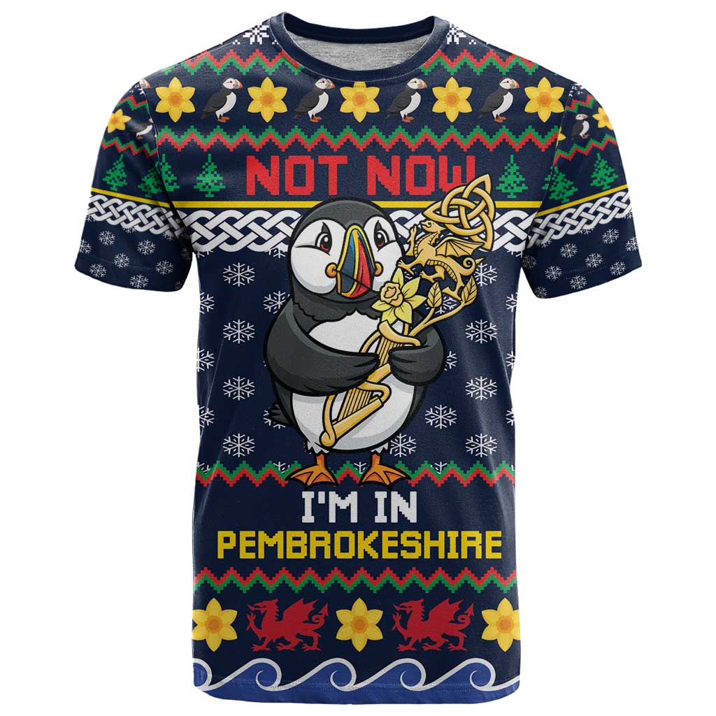 Personalized Pembrokeshire Wales Christmas T Shirt The Lovespoon Puffin - Wonder Print Shop
