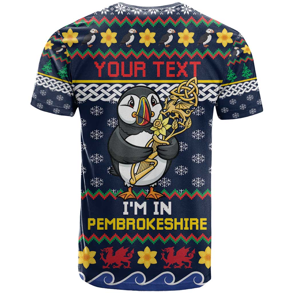 Personalized Pembrokeshire Wales Christmas T Shirt The Lovespoon Puffin - Wonder Print Shop