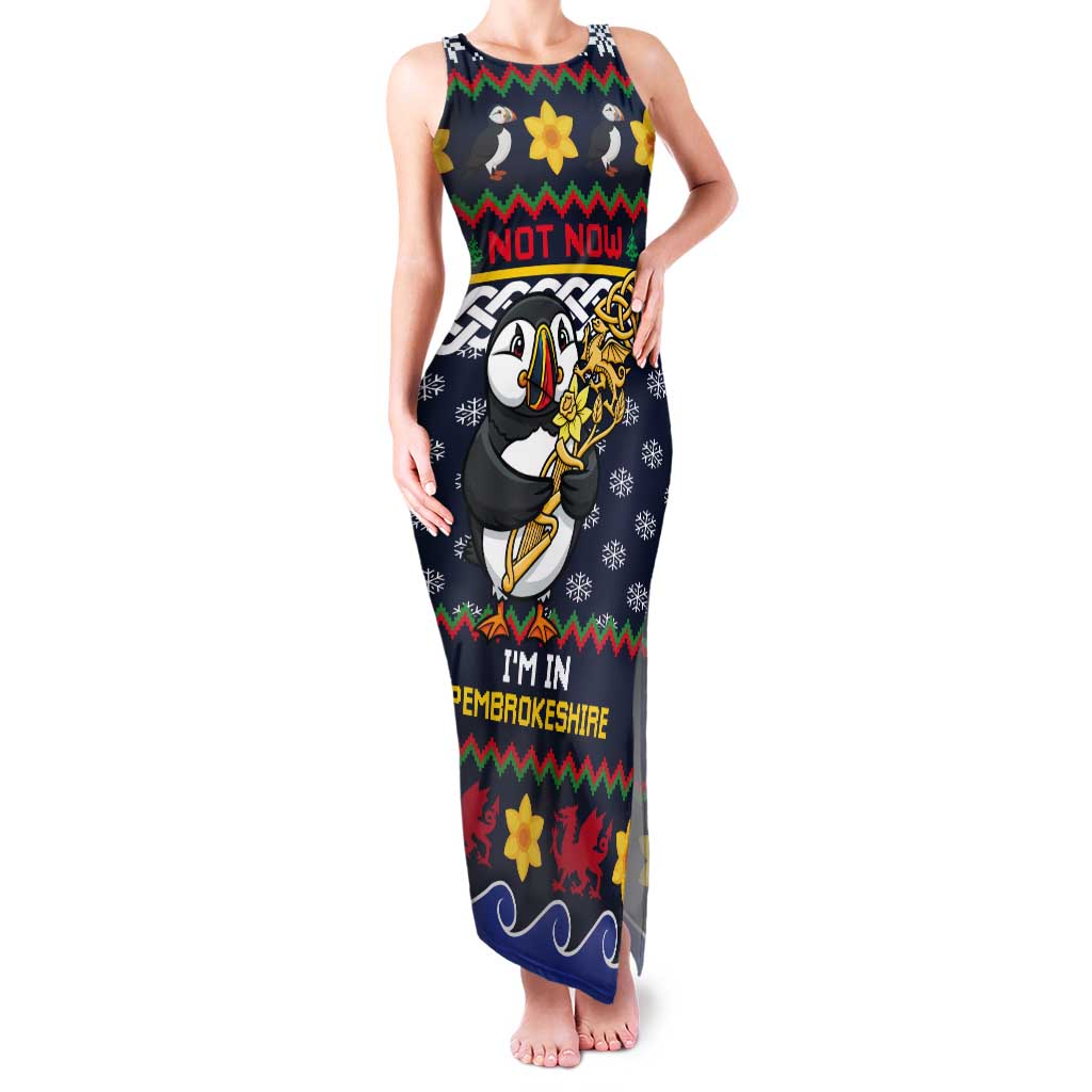 Personalized Pembrokeshire Wales Christmas Tank Maxi Dress The Lovespoon Puffin - Wonder Print Shop