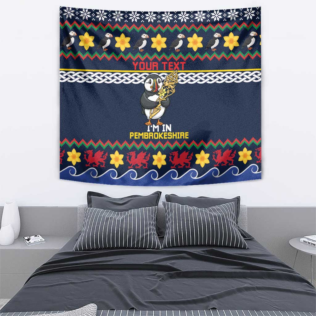 Personalized Pembrokeshire Wales Christmas Tapestry The Lovespoon Puffin - Wonder Print Shop