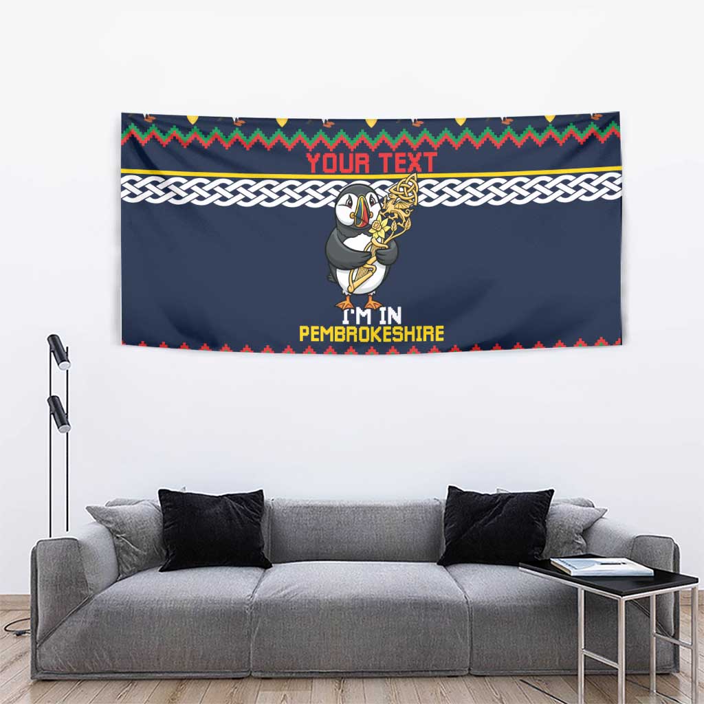 Personalized Pembrokeshire Wales Christmas Tapestry The Lovespoon Puffin - Wonder Print Shop