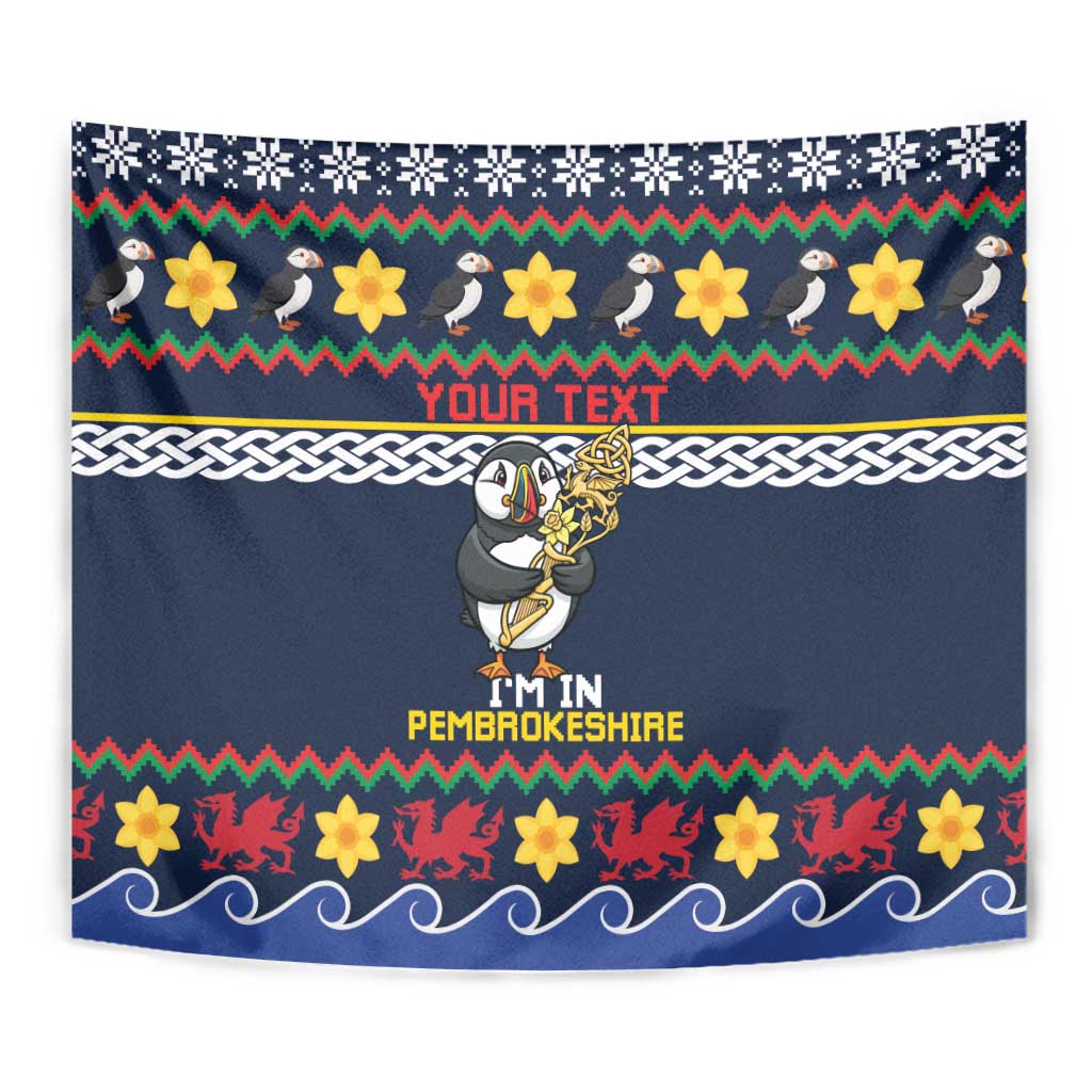 Personalized Pembrokeshire Wales Christmas Tapestry The Lovespoon Puffin - Wonder Print Shop