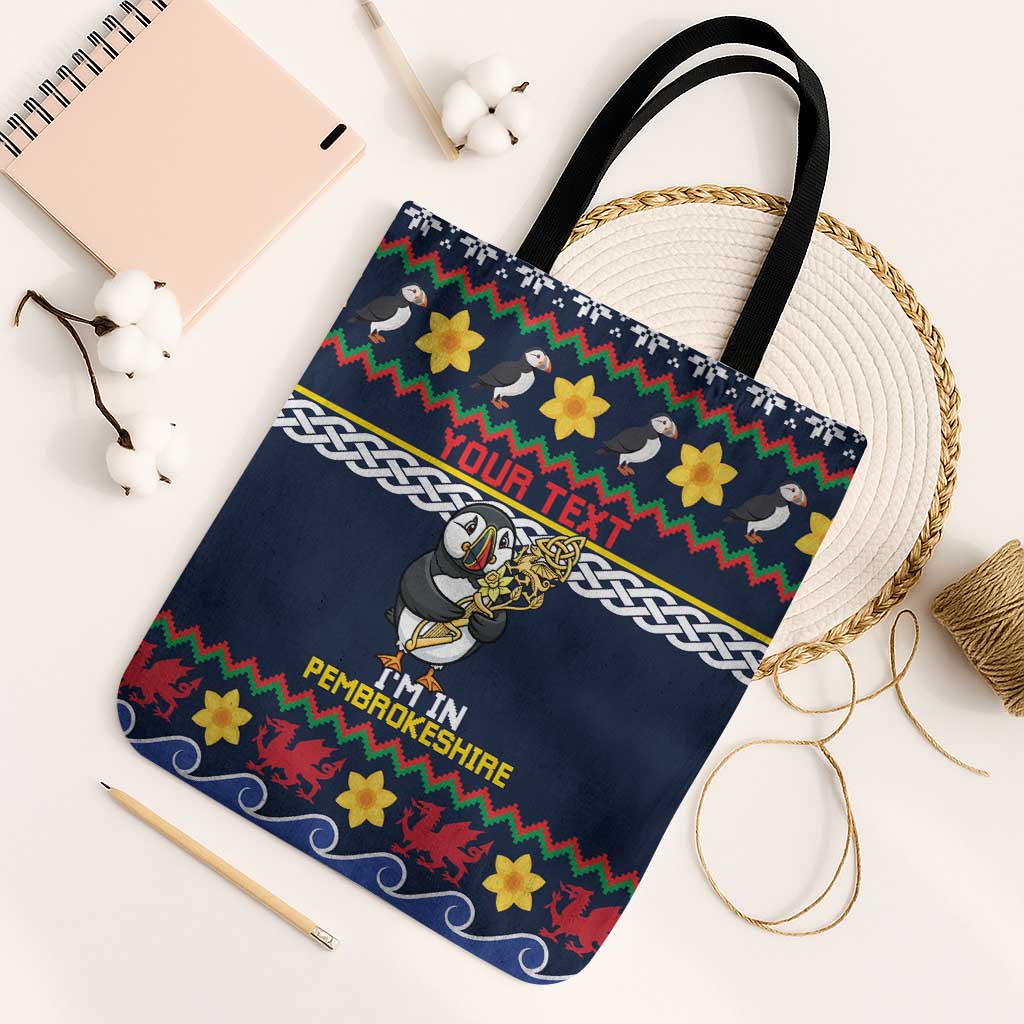 Personalized Pembrokeshire Wales Christmas Tote Bag The Lovespoon Puffin - Wonder Print Shop