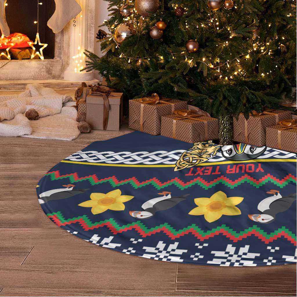 Personalized Pembrokeshire Wales Christmas Tree Skirt The Lovespoon Puffin - Wonder Print Shop
