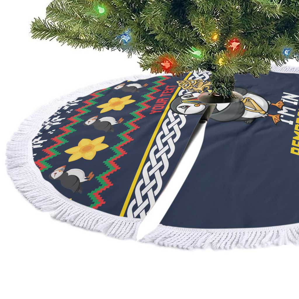Personalized Pembrokeshire Wales Christmas Tree Skirt The Lovespoon Puffin - Wonder Print Shop