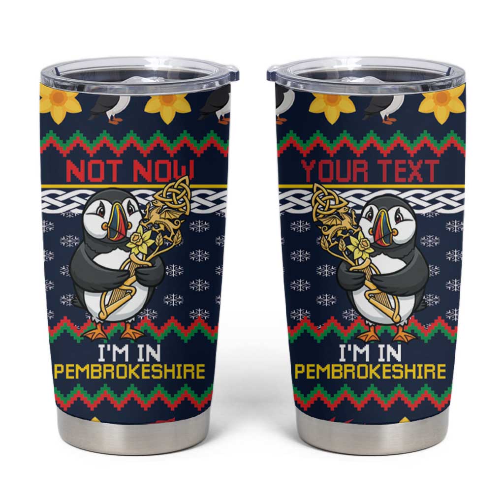 Personalized Pembrokeshire Wales Christmas Tumbler Cup The Lovespoon Puffin - Wonder Print Shop