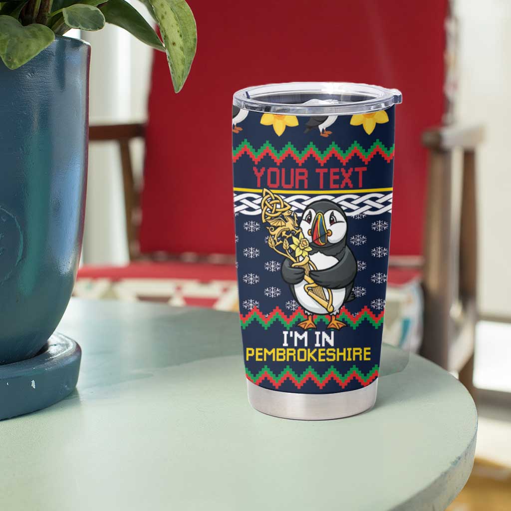 Personalized Pembrokeshire Wales Christmas Tumbler Cup The Lovespoon Puffin - Wonder Print Shop