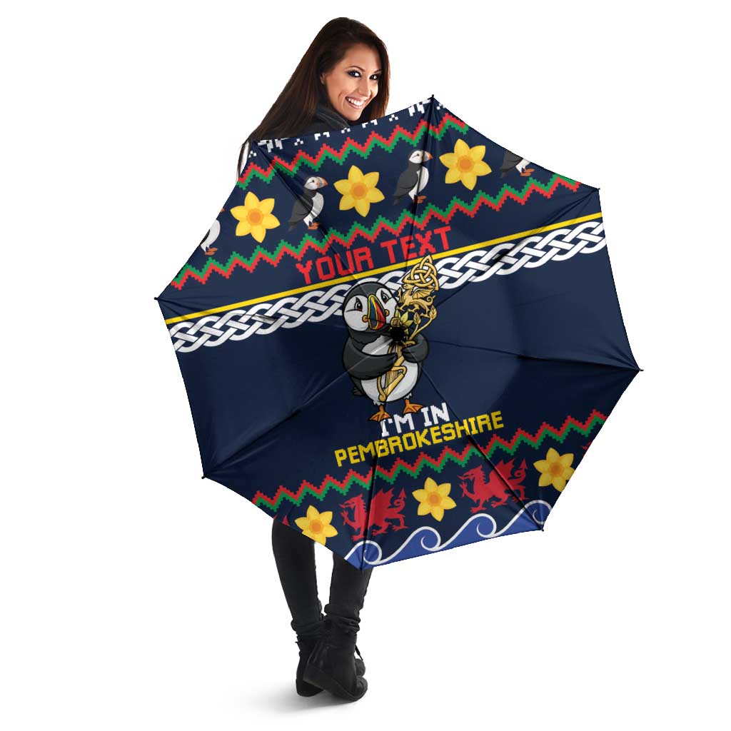 Personalized Pembrokeshire Wales Christmas Umbrella The Lovespoon Puffin - Wonder Print Shop