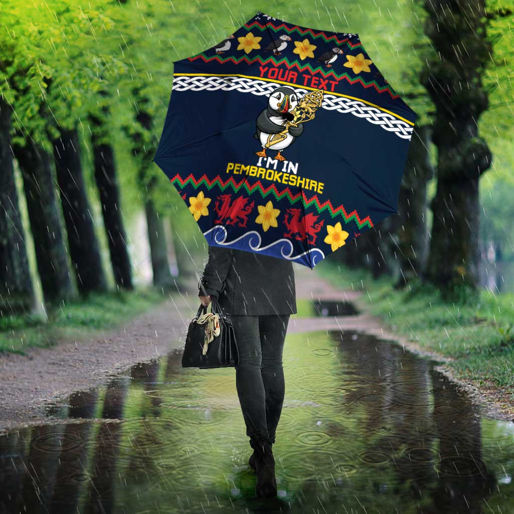 Personalized Pembrokeshire Wales Christmas Umbrella The Lovespoon Puffin - Wonder Print Shop