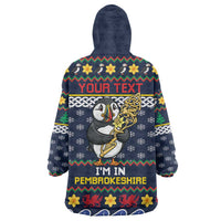 Personalized Pembrokeshire Wales Christmas Wearable Blanket Hoodie The Lovespoon Puffin - Wonder Print Shop